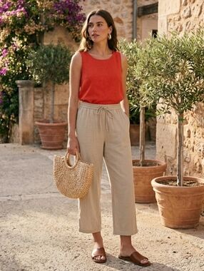 Zara Beige Drawstring Waist Pants